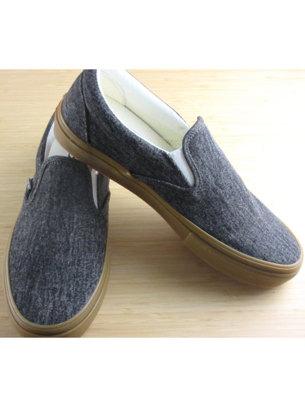 Vans Men's Skate Slip On Black Denim Gum Bottom PopCush shoes Size 9.5 - Picture 4 of 7